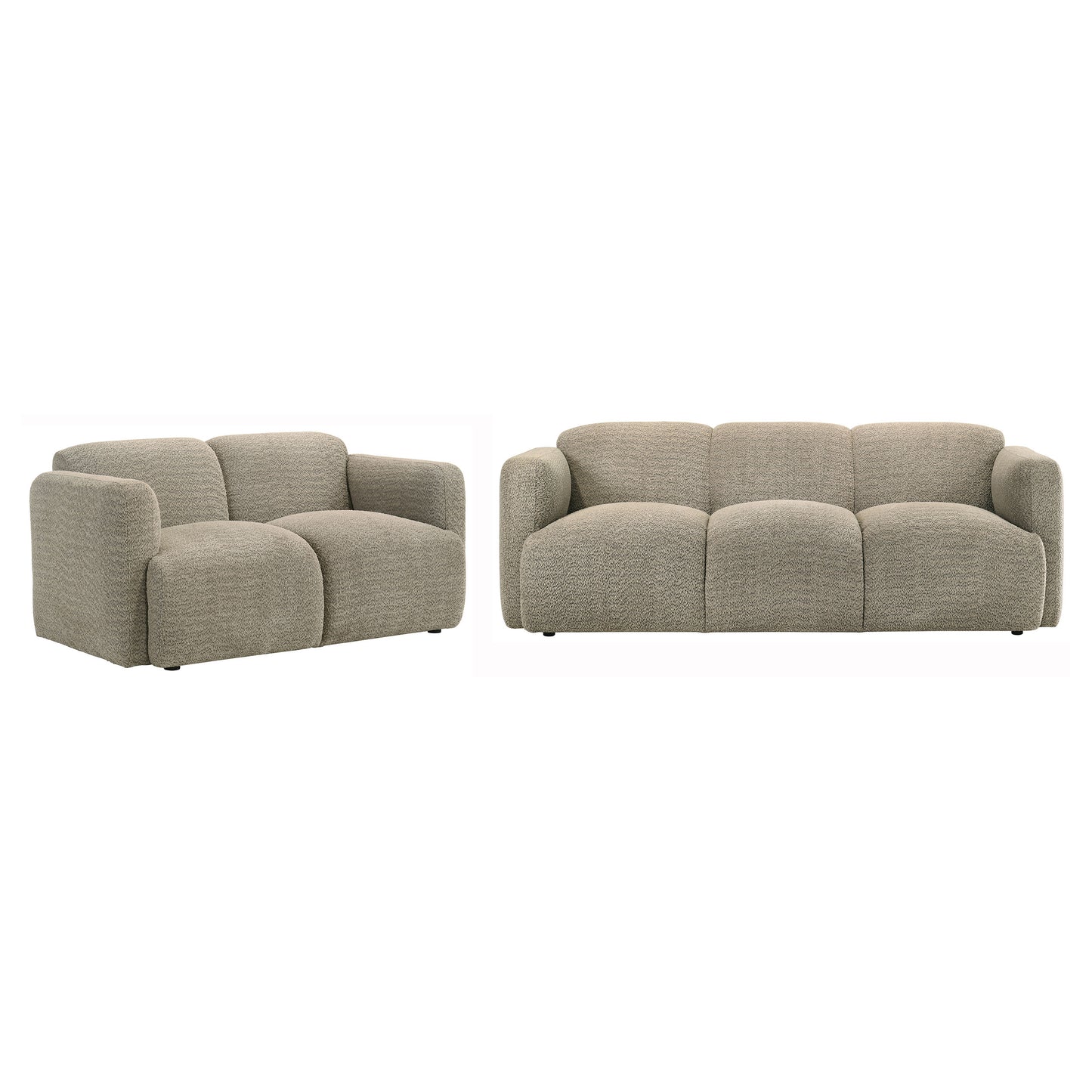 Dorset 2-piece Upholstered Round Track Arm Sofa Set Brown - Discount Furniture Connection