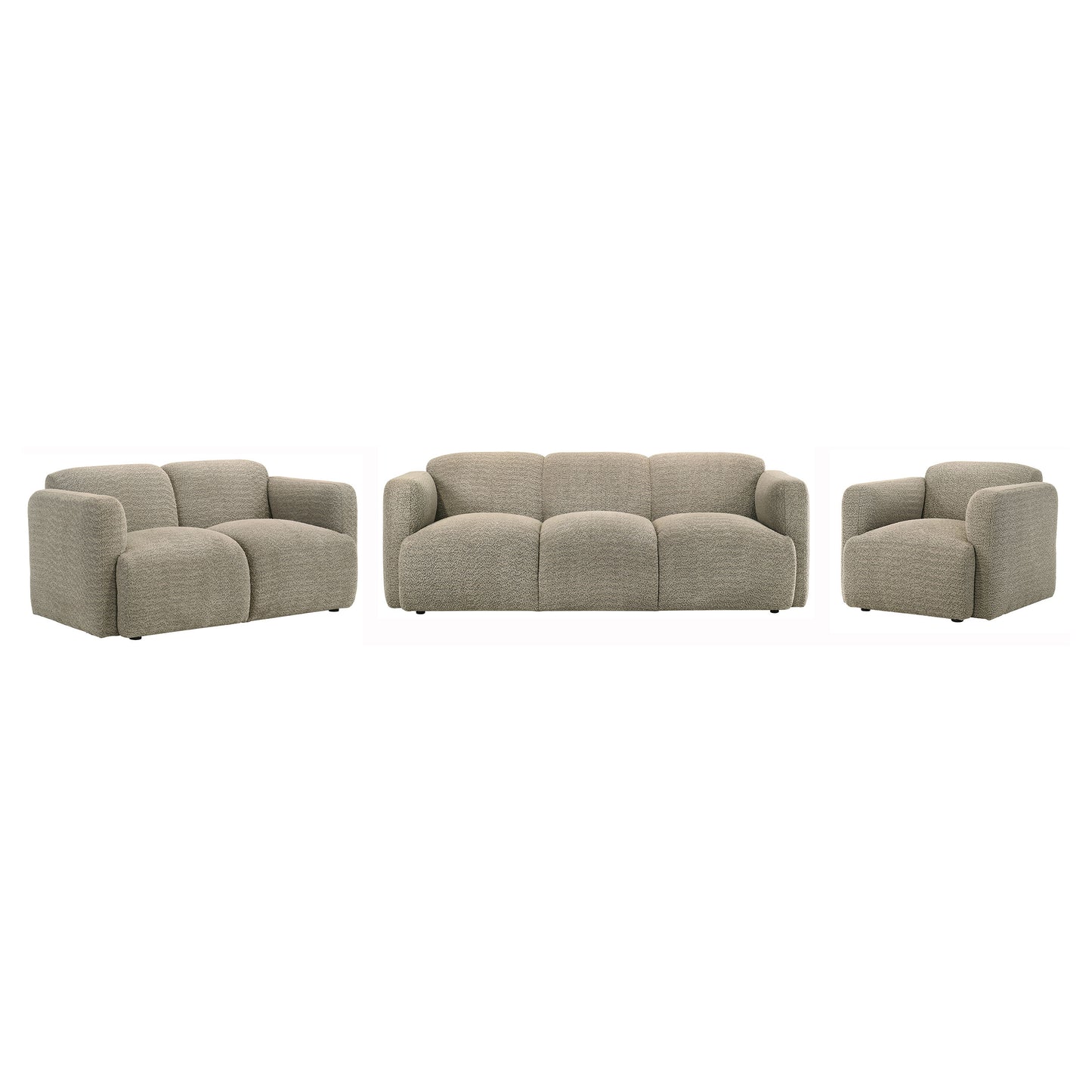 Dorset 3-piece Upholstered Round Track Arm Sofa Set Brown - Discount Furniture Connection