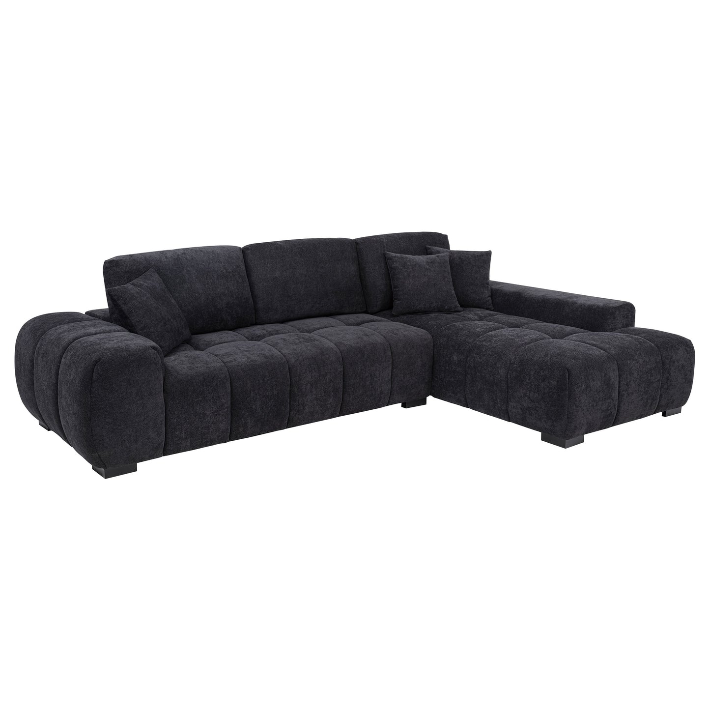 Octavia Upholstered Sectional Chaise Sofa Black - Discount Furniture Connection