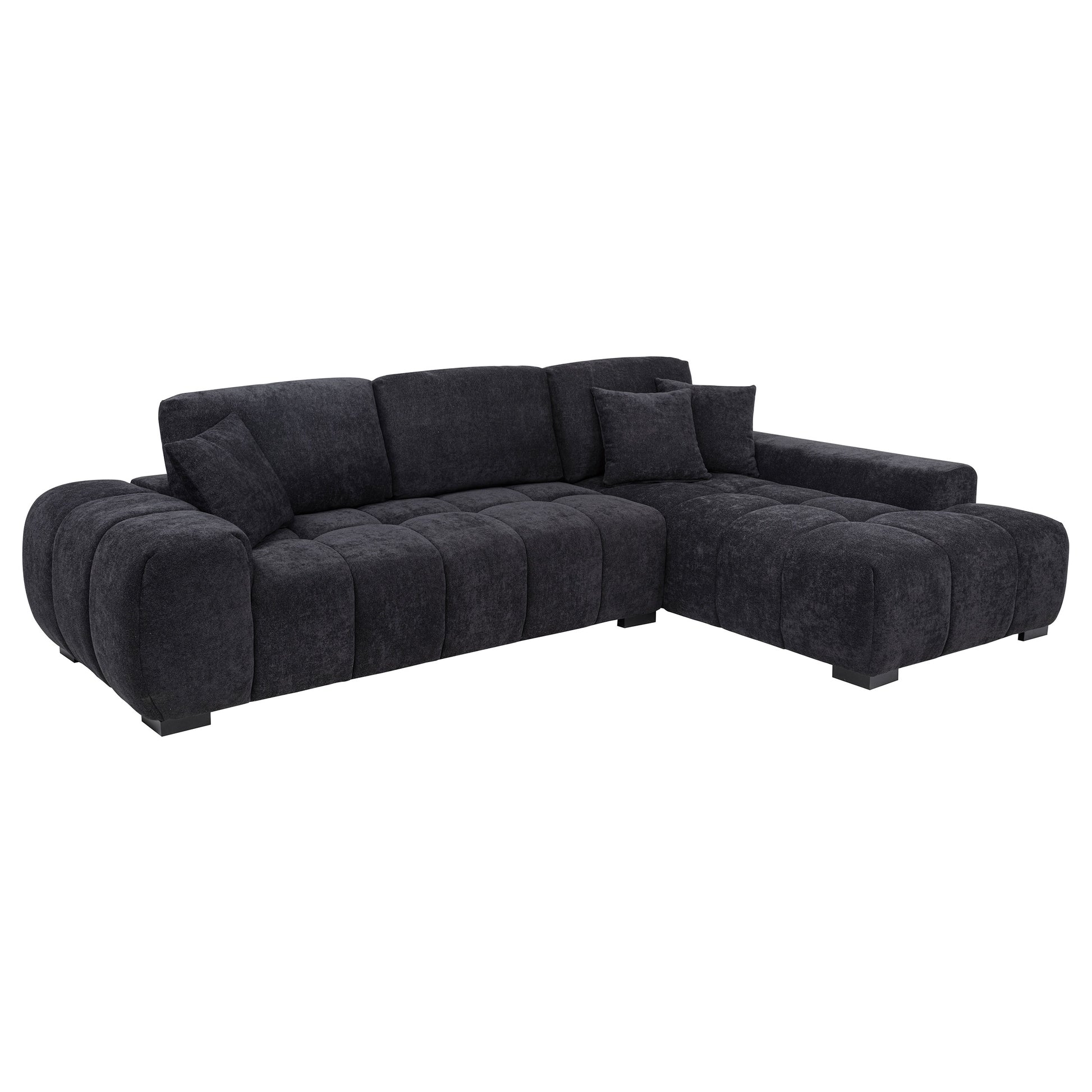 Octavia Upholstered Sectional Chaise Sofa Black - Discount Furniture Connection