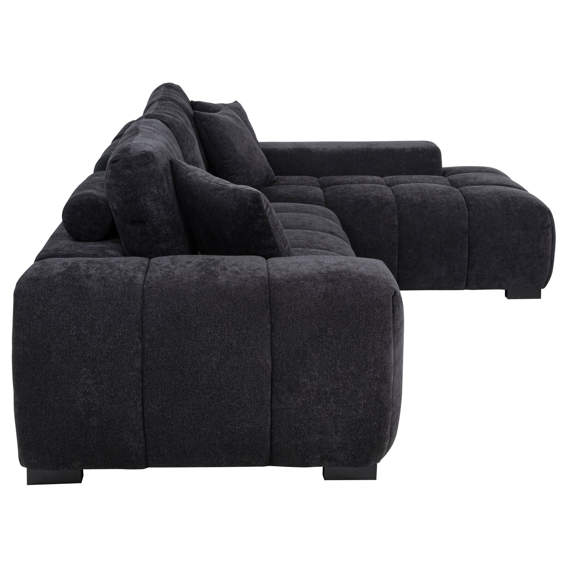 Octavia Upholstered Sectional Chaise Sofa Black - Discount Furniture Connection
