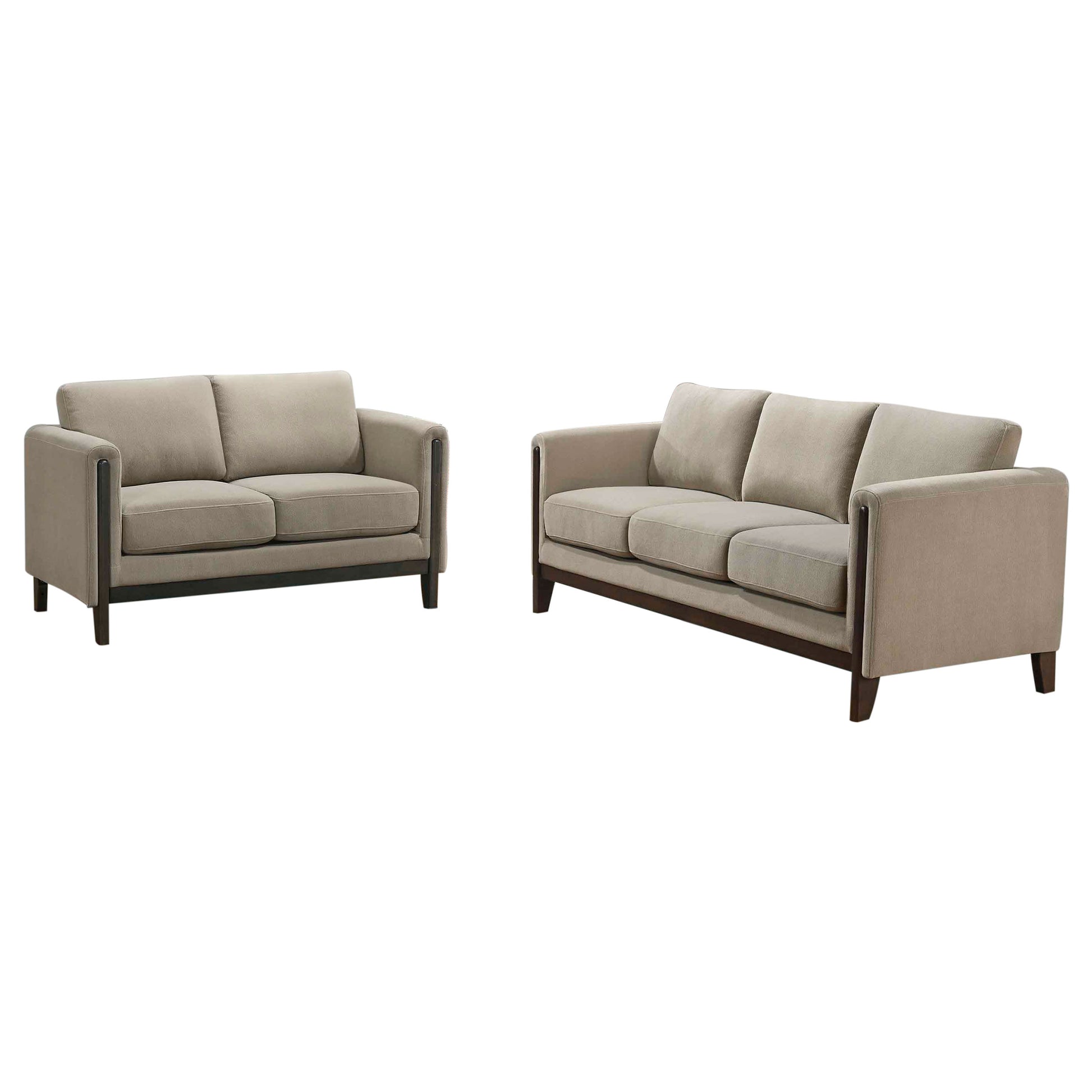 Islington 2-piece Upholstered Panel Arm Sofa Set Taupe - Discount Furniture Connection