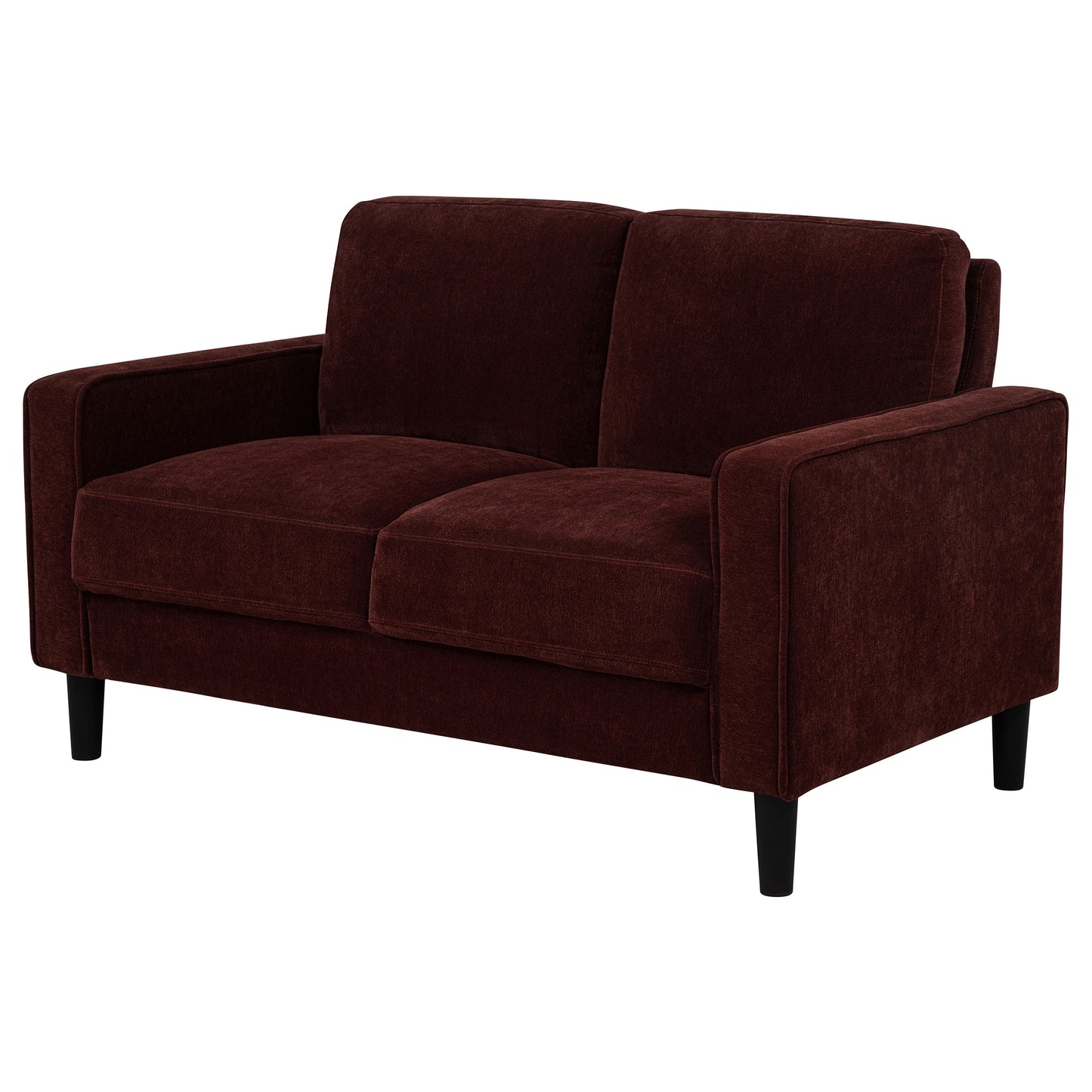 Ruth Fabric Upholstered Track Arm Loveseat Rust Red - Discount Furniture Connection