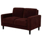 Ruth Fabric Upholstered Track Arm Loveseat Rust Red - Discount Furniture Connection