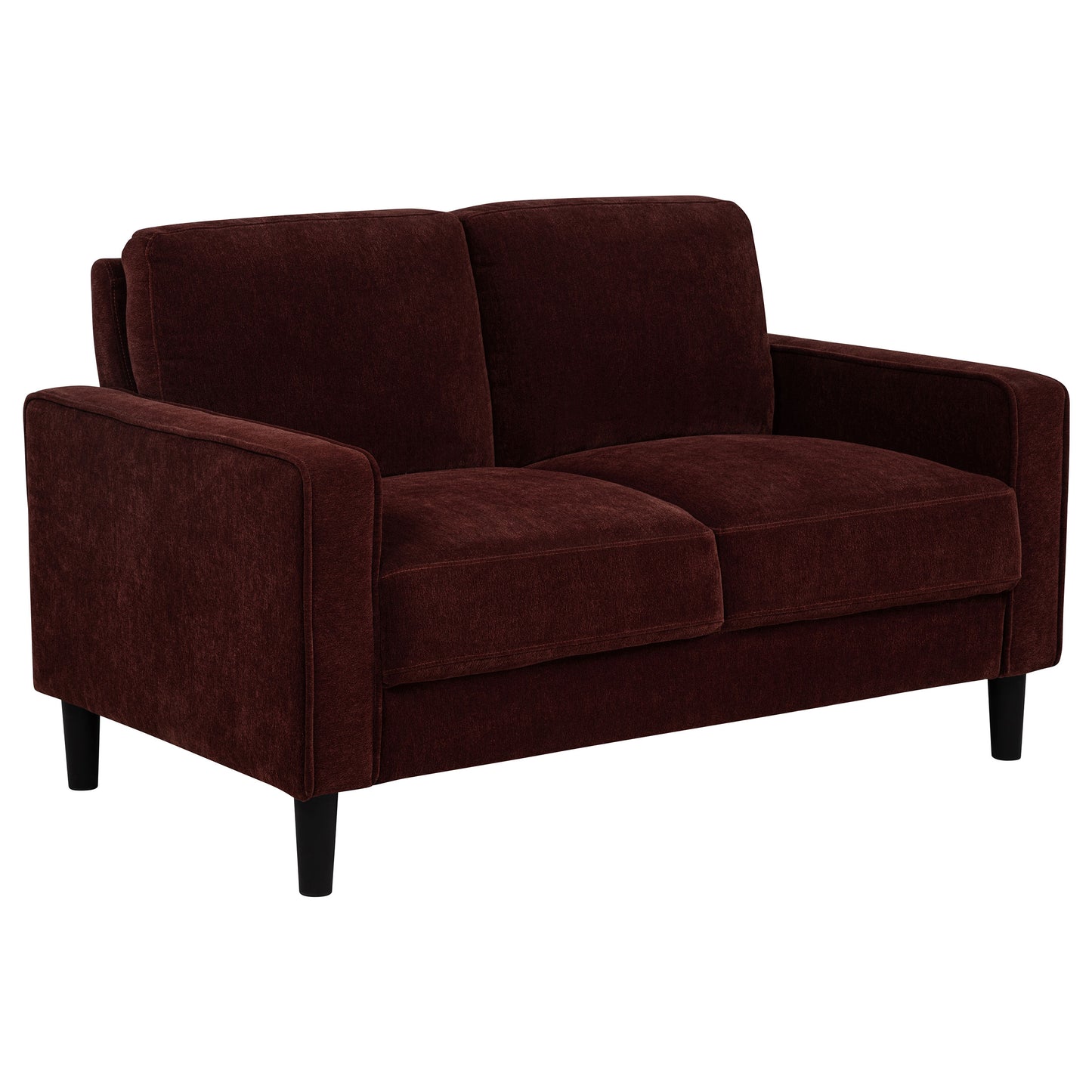 Ruth Fabric Upholstered Track Arm Loveseat Rust Red - Discount Furniture Connection