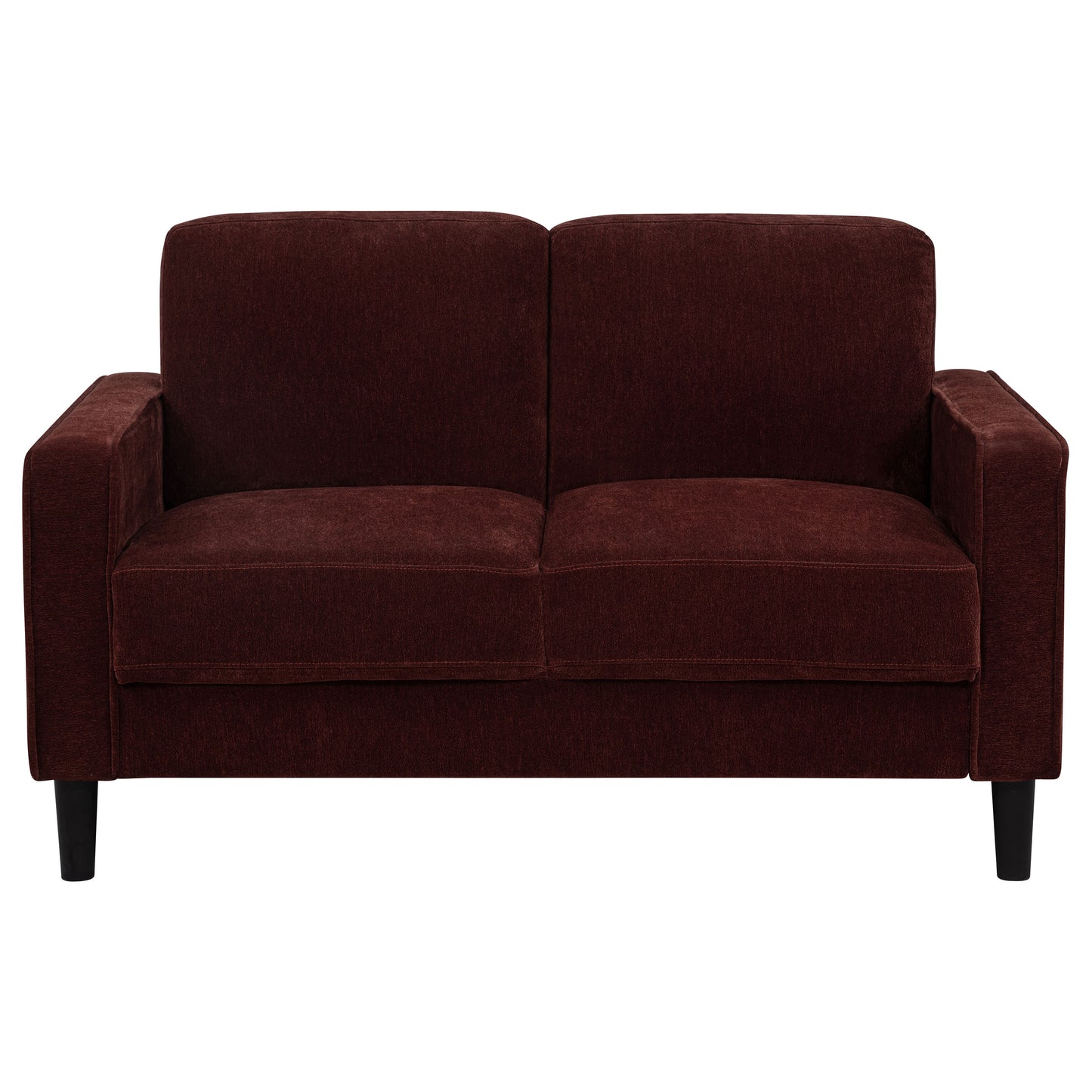 Ruth Fabric Upholstered Track Arm Loveseat Rust Red - Discount Furniture Connection