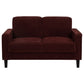 Ruth Fabric Upholstered Track Arm Loveseat Rust Red - Discount Furniture Connection