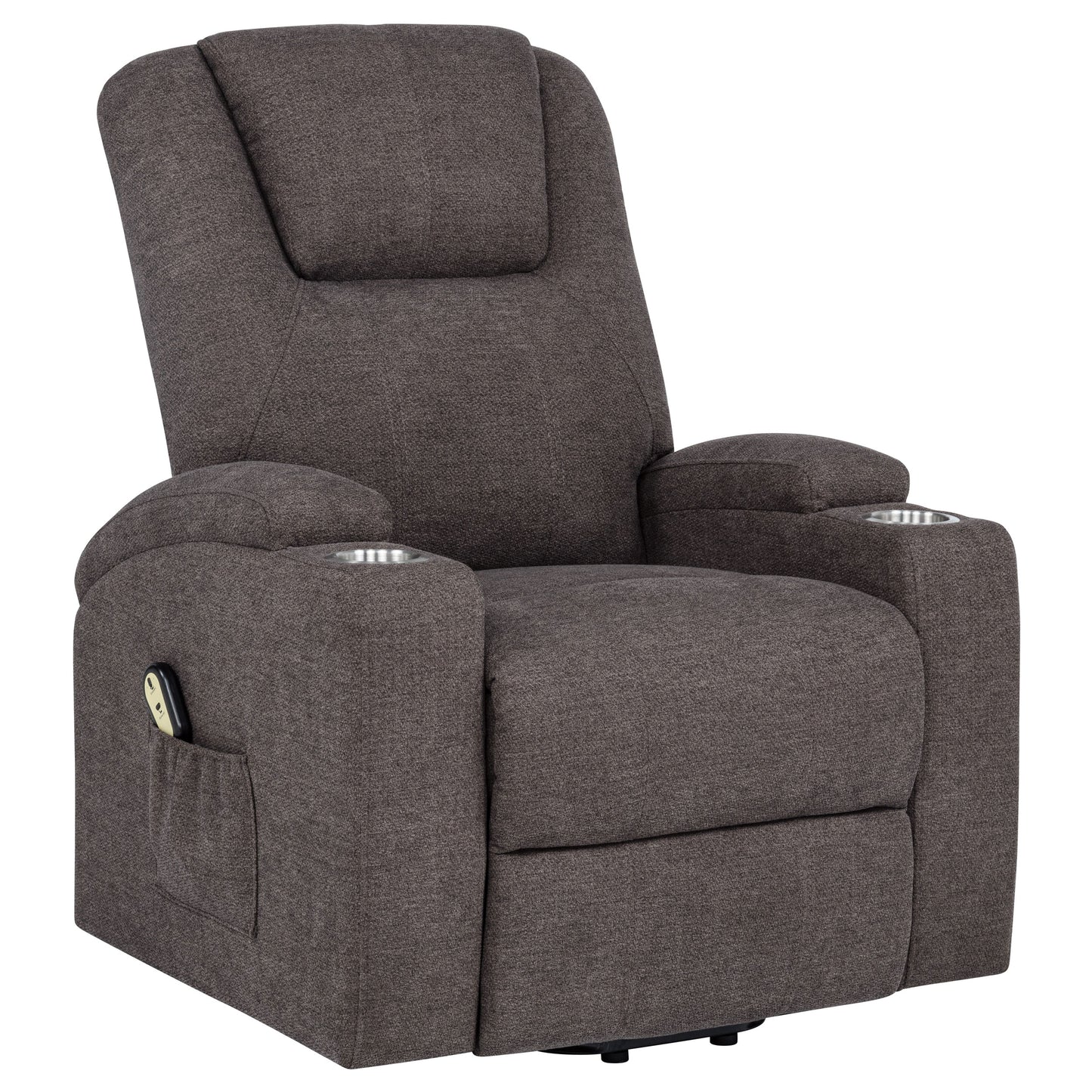 Louie Chenille Upholstered Power Lift Massage Chair Brown