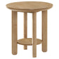Ottowa Round Wood Side End Table with Shelf Washed Oak