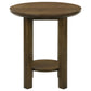 Ottowa 22-Inch Round Wood Side End Table with Shelf Brown