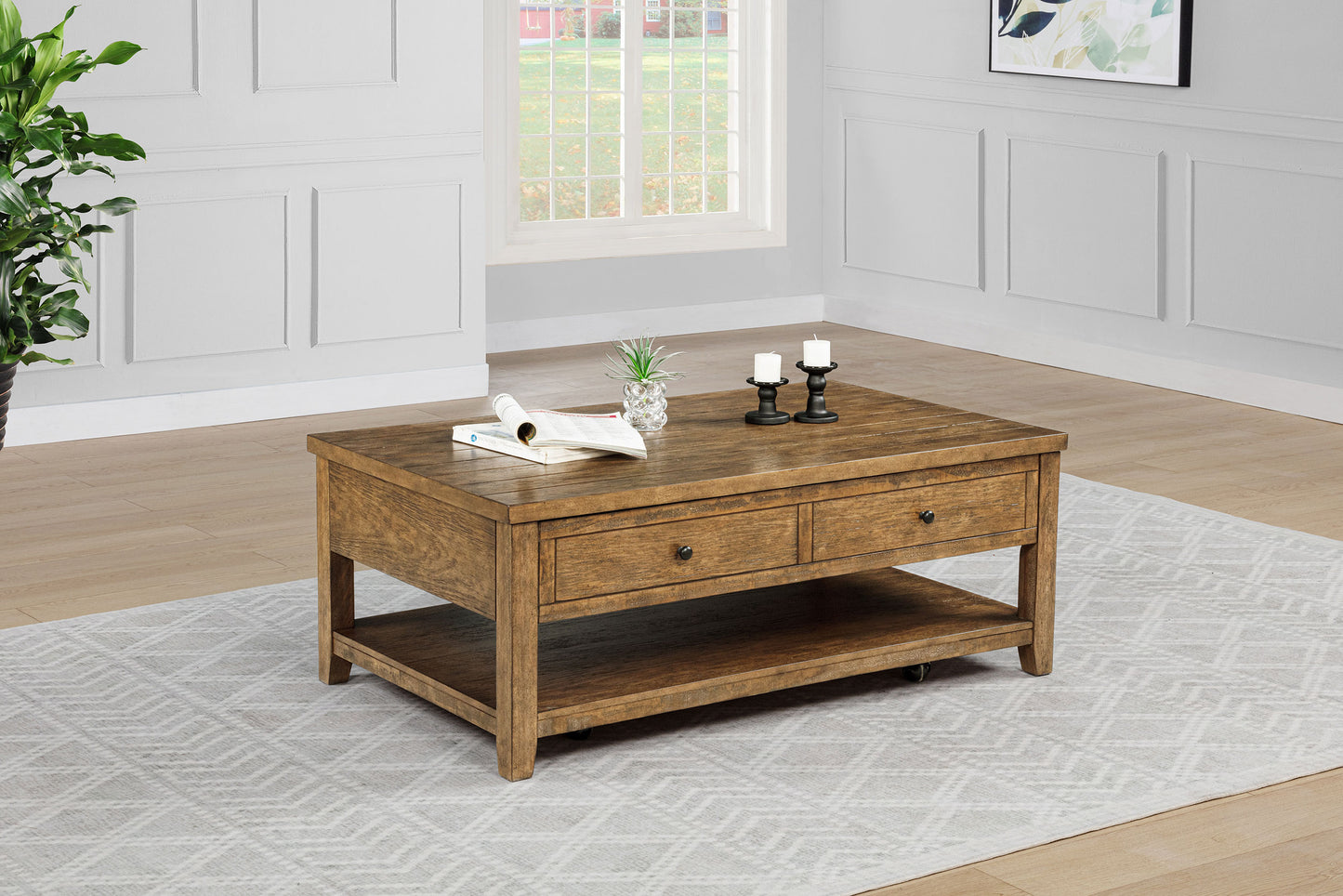 Payne 48-inch Mobile Lift Top Coffee Table Distressed Brown