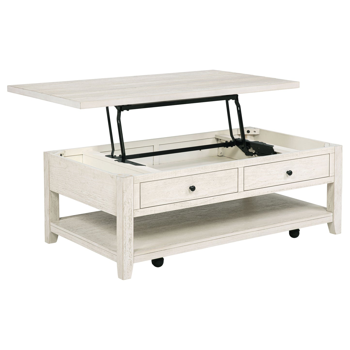 Payne 48-inch Mobile Lift Top Coffee Table Distressed White - Discount Furniture Connection