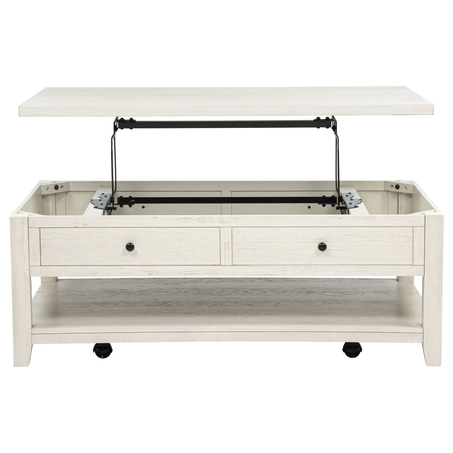 Payne 48-inch Mobile Lift Top Coffee Table Distressed White - Discount Furniture Connection