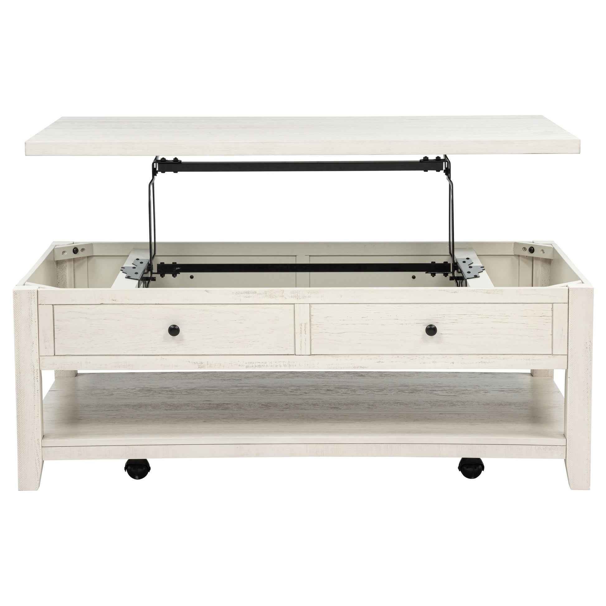 Payne 48-inch Mobile Lift Top Coffee Table Distressed White - Discount Furniture Connection