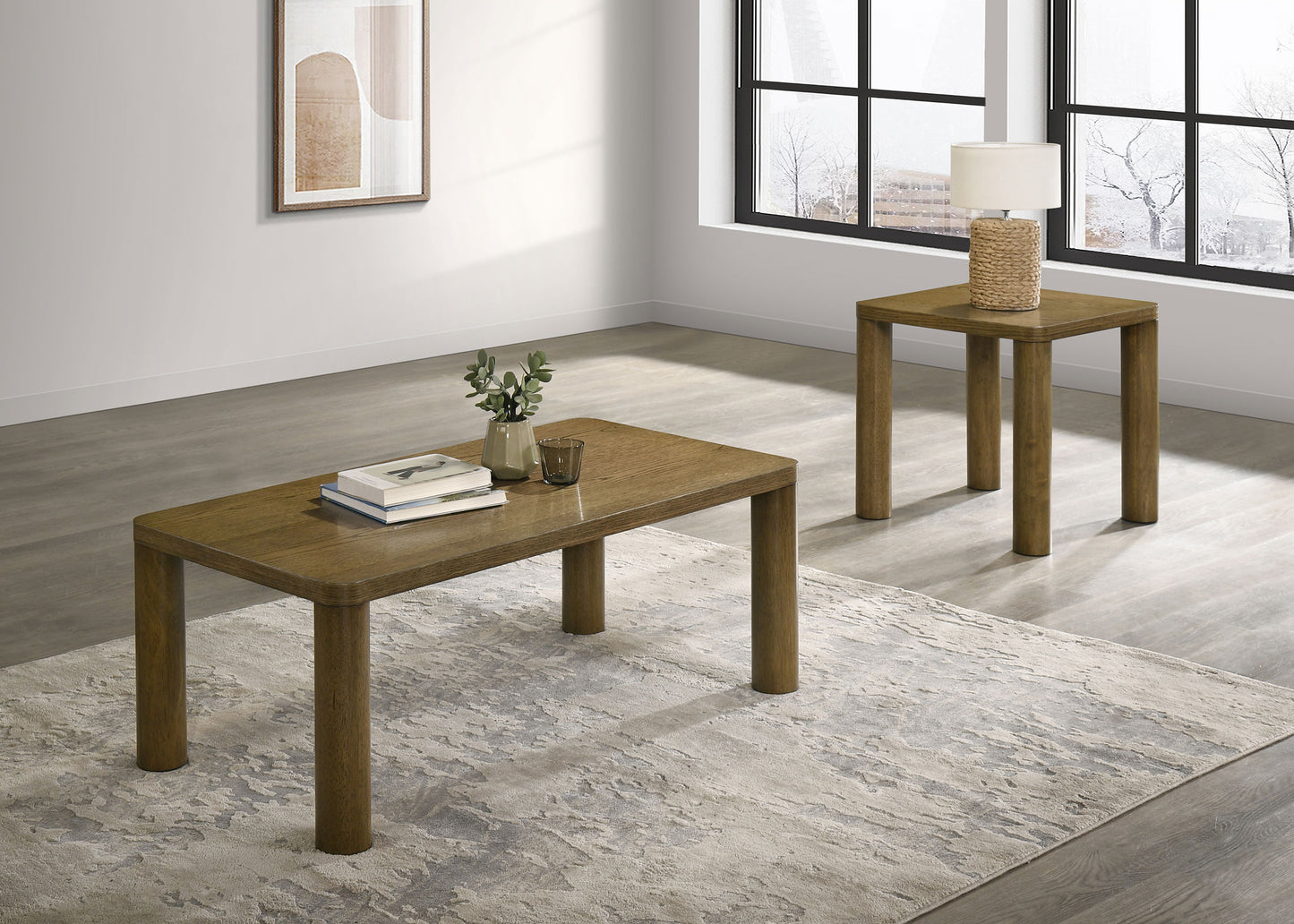 Castlewood Engineered Wood Accent Side End Table Brown Oak - Discount Furniture Connection