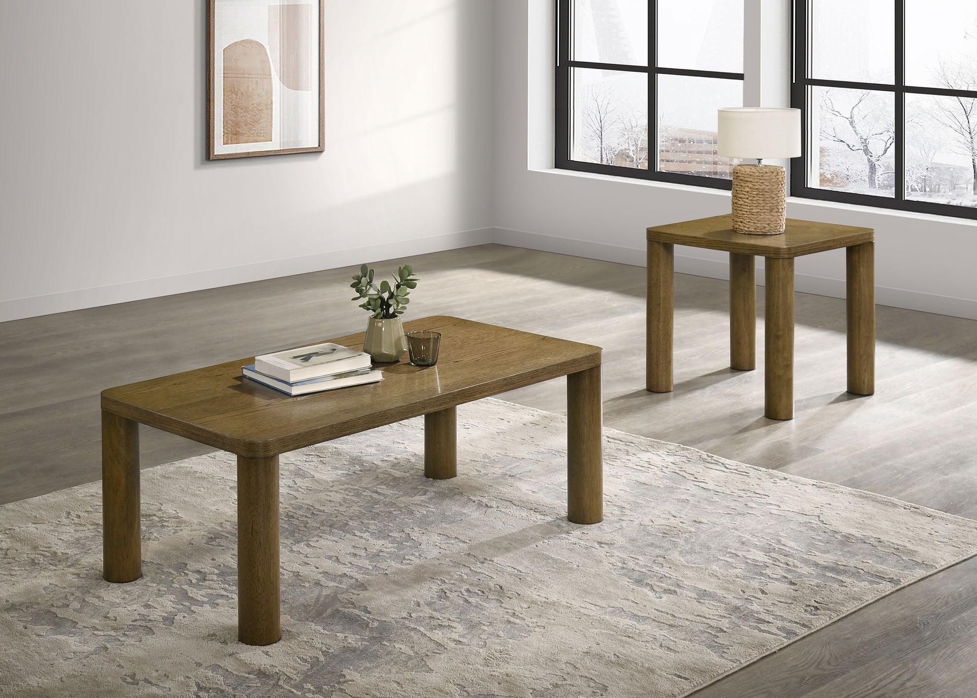 Castlewood Engineered Wood Accent Side End Table Brown Oak - Discount Furniture Connection
