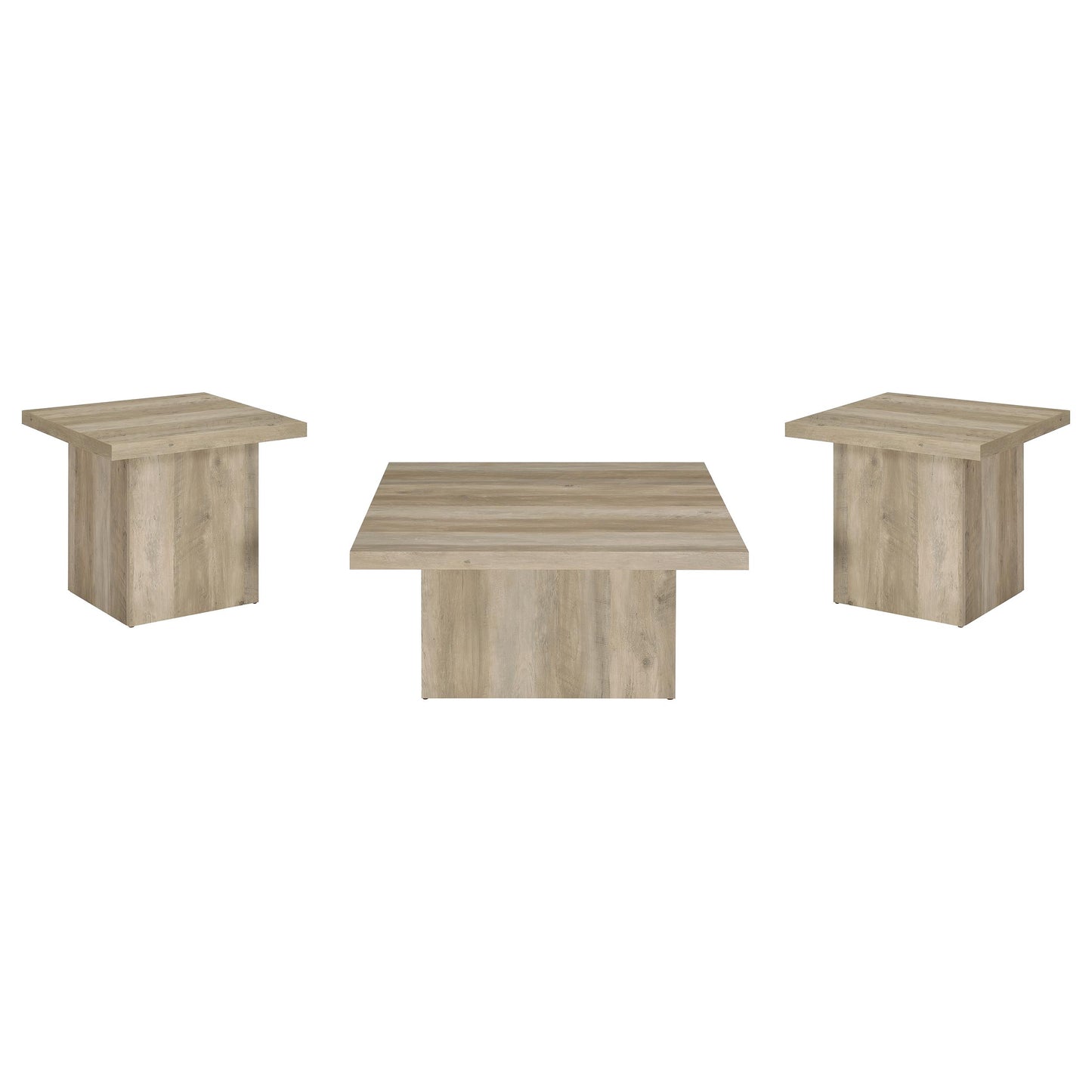 Devar 3-piece Square Coffee End Table Set Distressed Pine