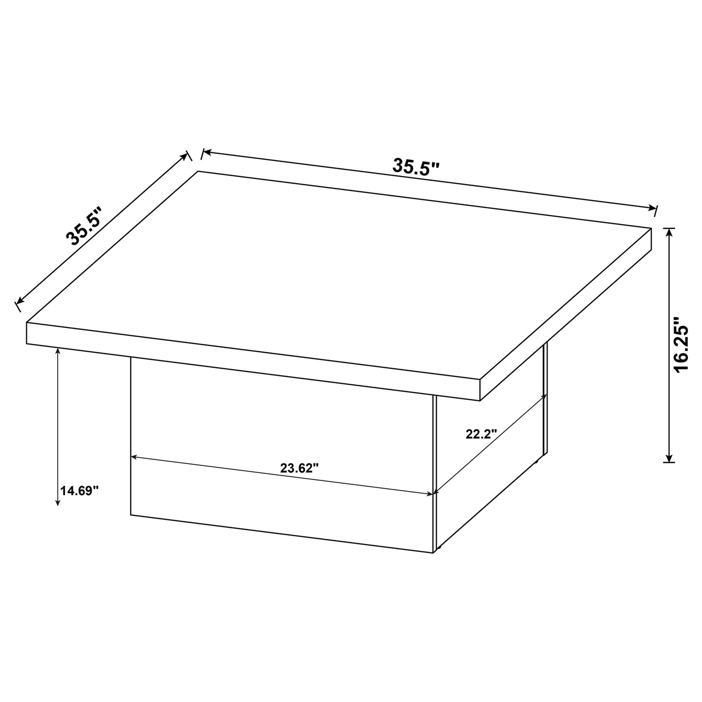 Devar Square Engineered Wood Cocktail Coffee Table Dark Pine - Discount Furniture Connection