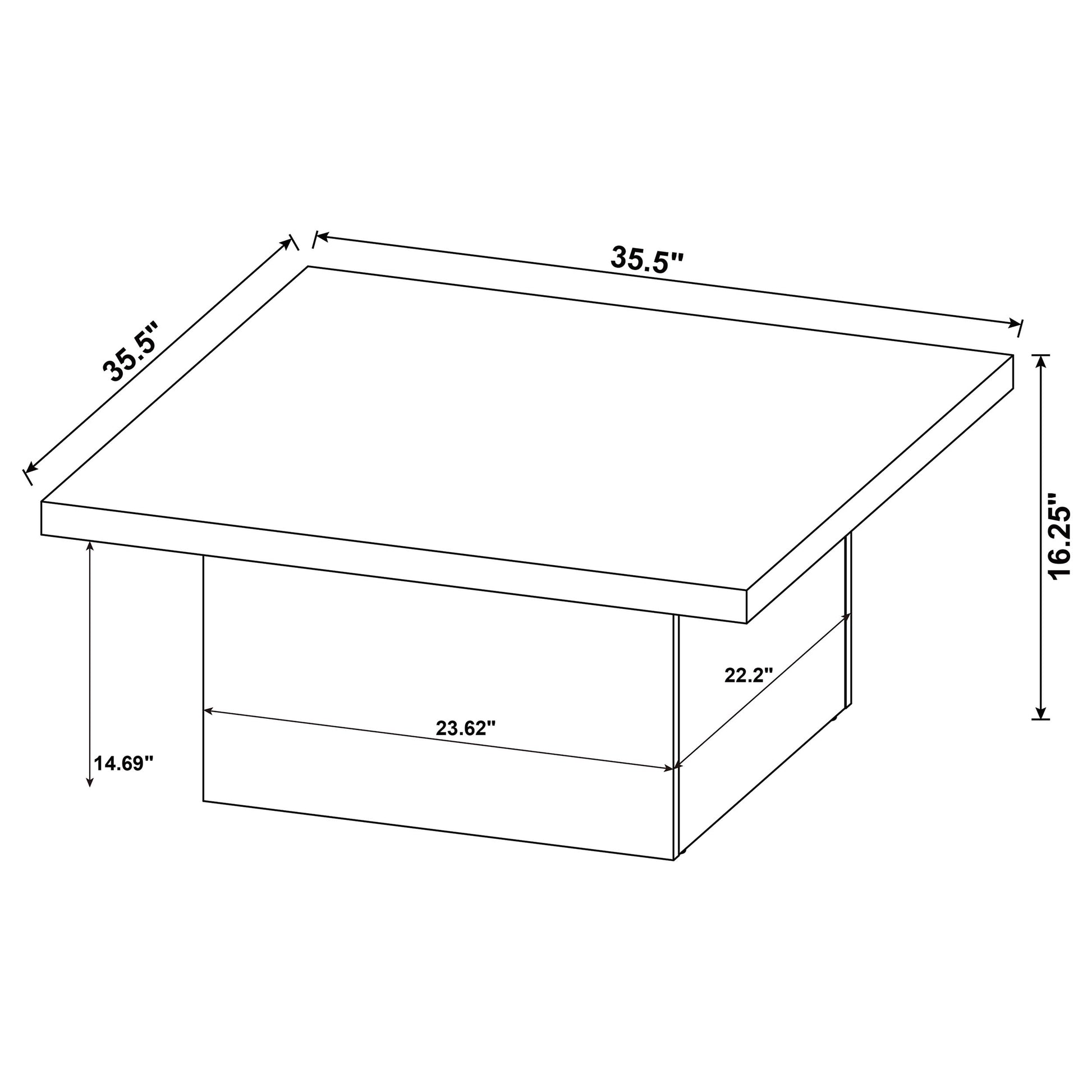 Devar Square Engineered Wood Cocktail Coffee Table Dark Pine - Discount Furniture Connection