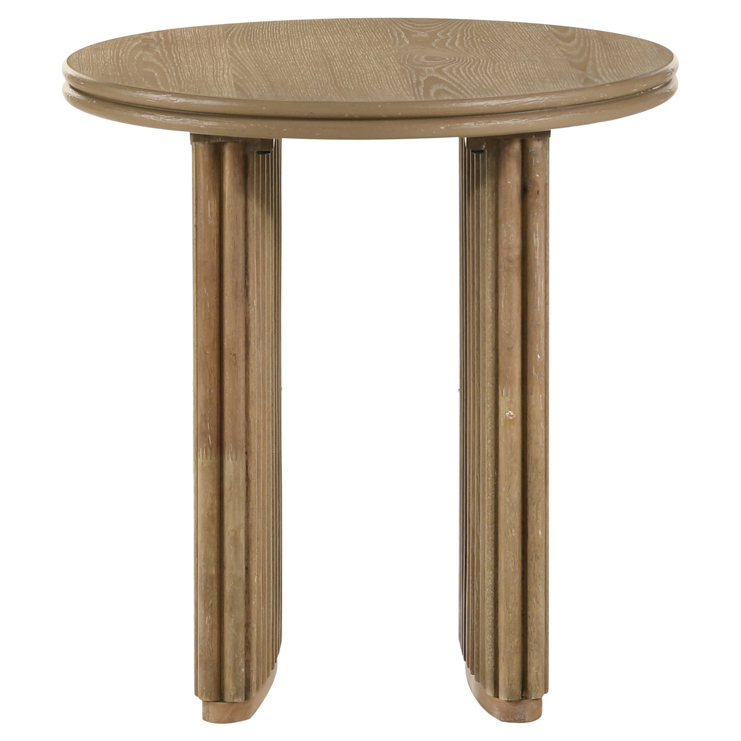 Adina Round Wood Side End Table Distressed Light Brown - Discount Furniture Connection