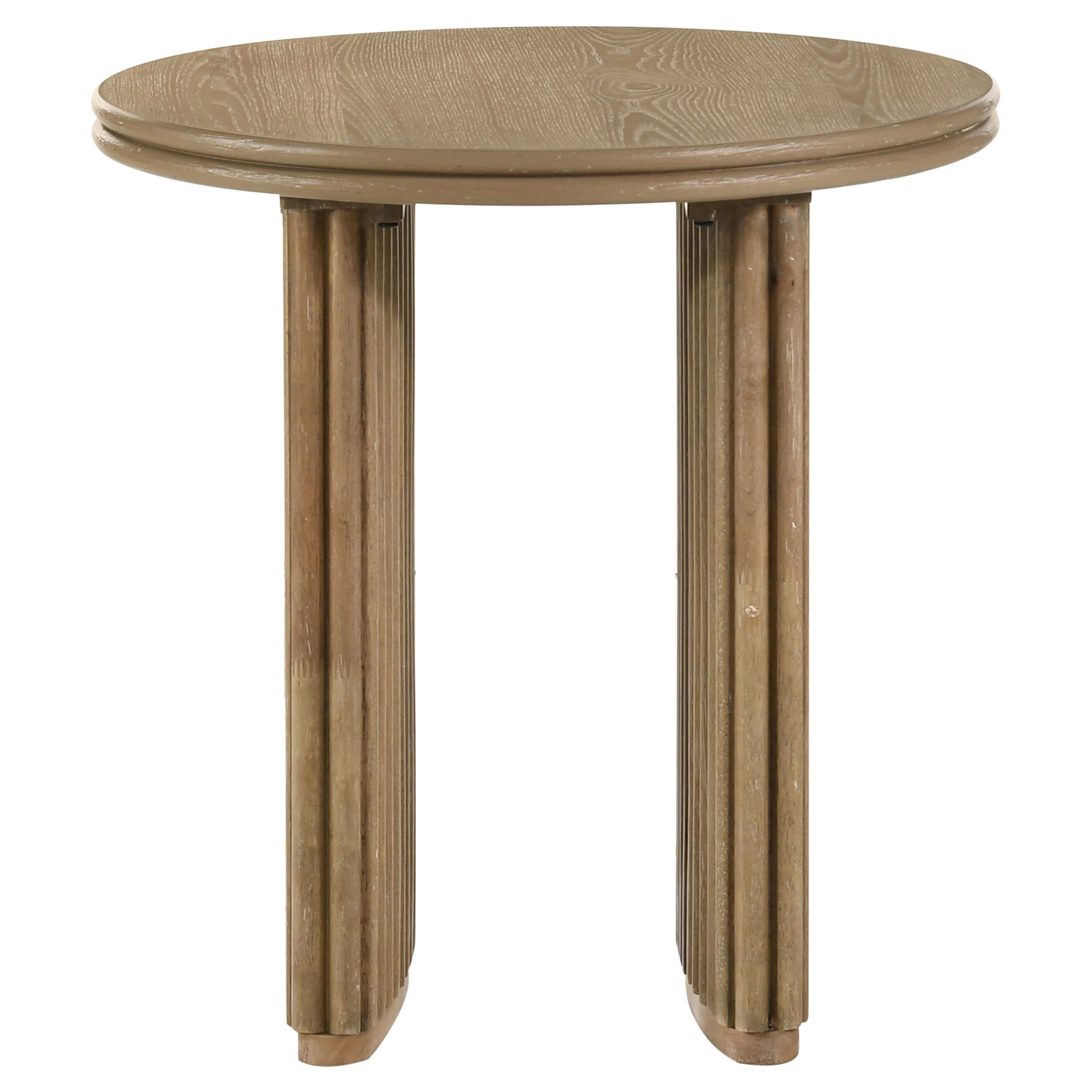 Adina Round Wood Side End Table Distressed Light Brown - Discount Furniture Connection