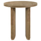 Adina Round Wood Side End Table Distressed Light Brown - Discount Furniture Connection