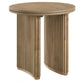 Adina Round Wood Side End Table Distressed Light Brown - Discount Furniture Connection