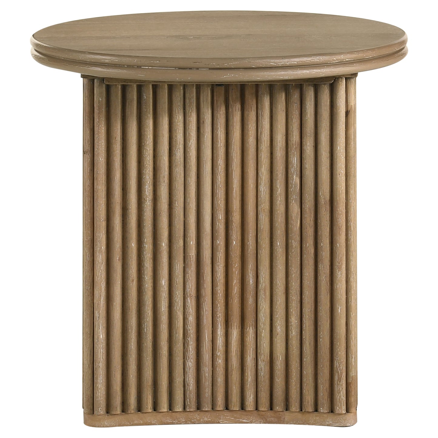 Adina Round Wood Side End Table Distressed Light Brown - Discount Furniture Connection