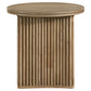 Adina Round Wood Side End Table Distressed Light Brown - Discount Furniture Connection