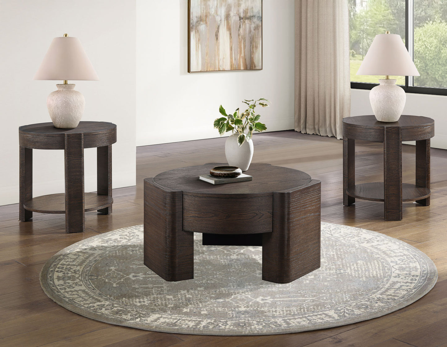 Salina 32.5″ Round Coffee Table with Casters