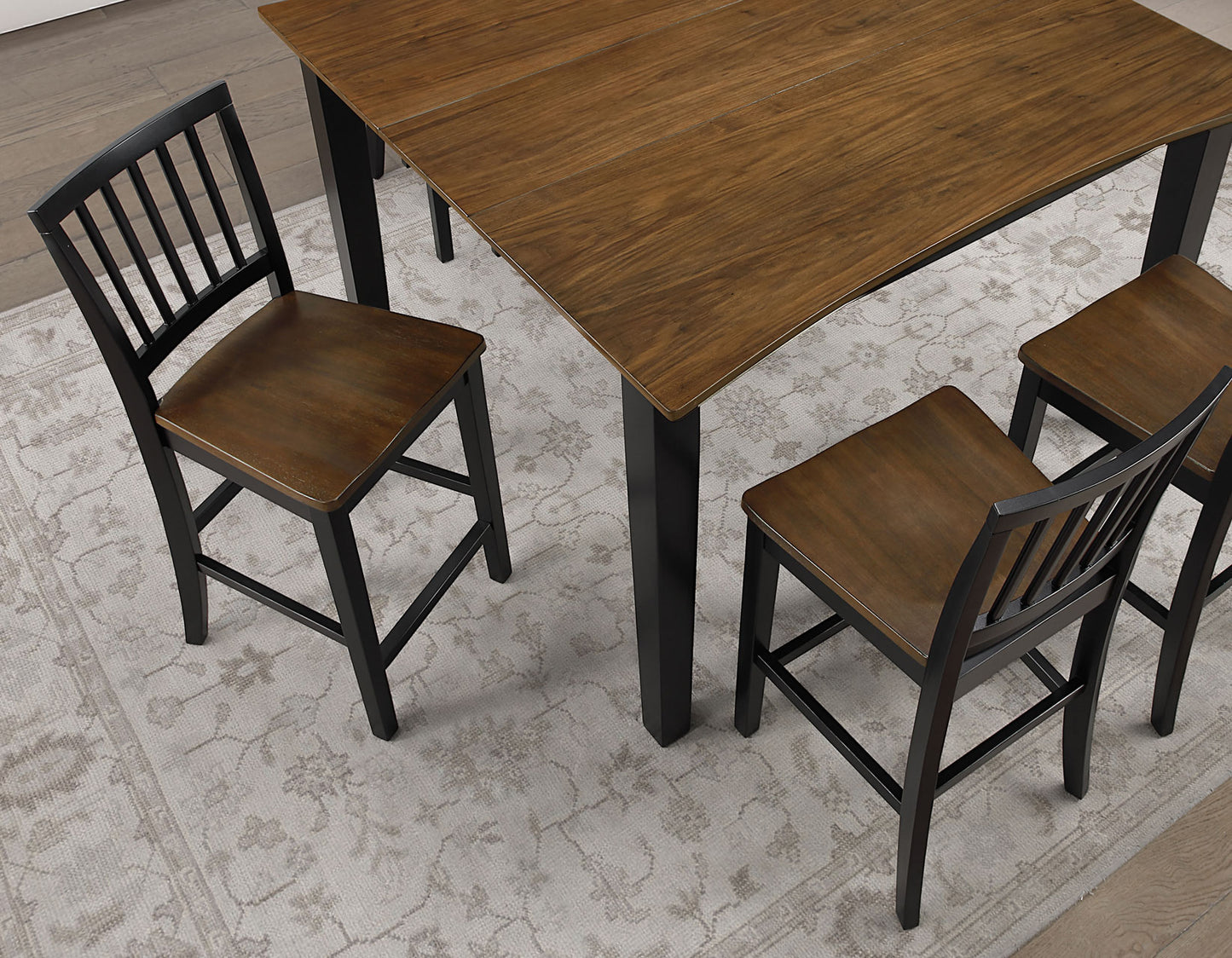 Joplin Solid Wood 24″ Farmhouse Counter Stool, Walnut and Ebony Finish