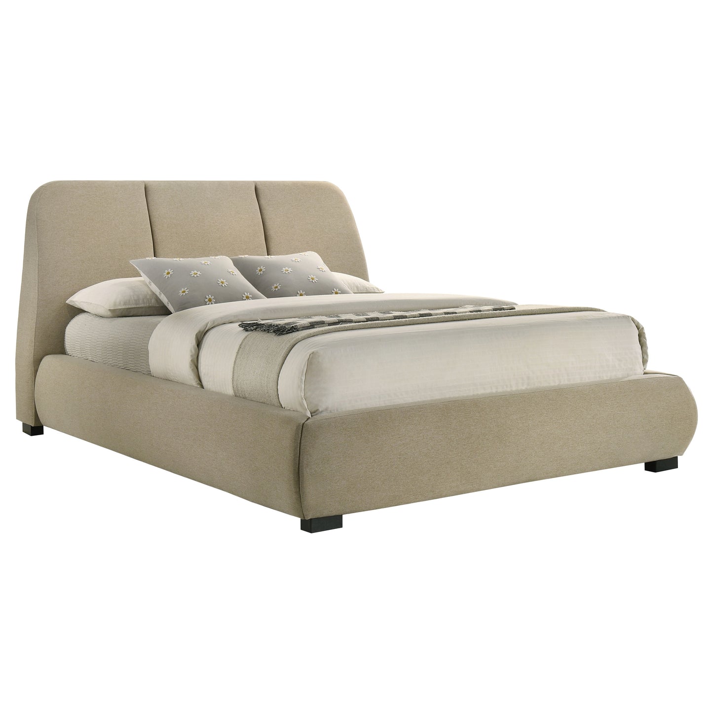 Mokena 46-inch Upholstered California King Platform Bed Brown