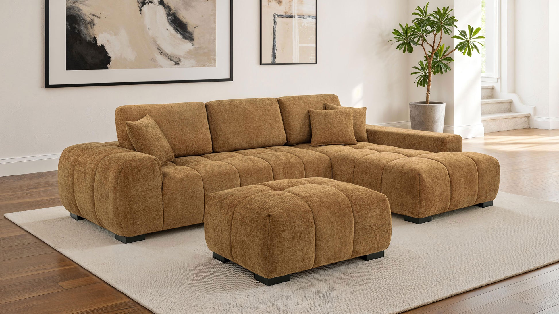 Octavia Upholstered Rectangular Ottoman Amber - Discount Furniture Connection
