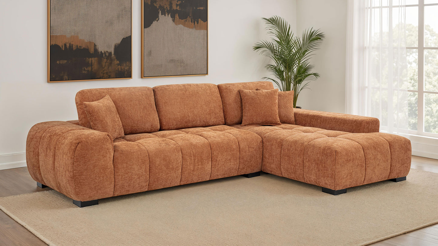 Octavia Upholstered Sectional Chaise Sofa Orange - Discount Furniture Connection