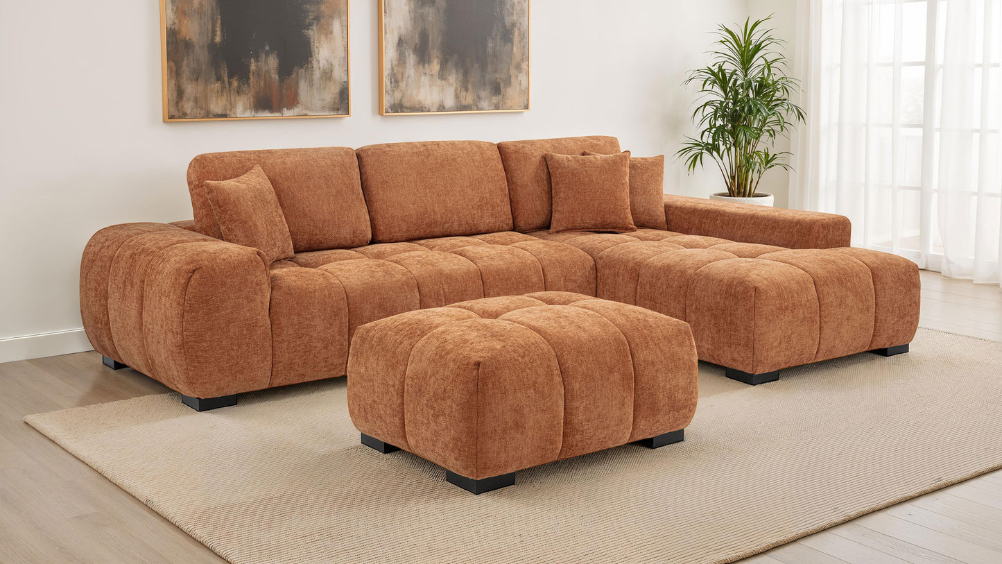 Octavia Upholstered Sectional Chaise Sofa Orange - Discount Furniture Connection
