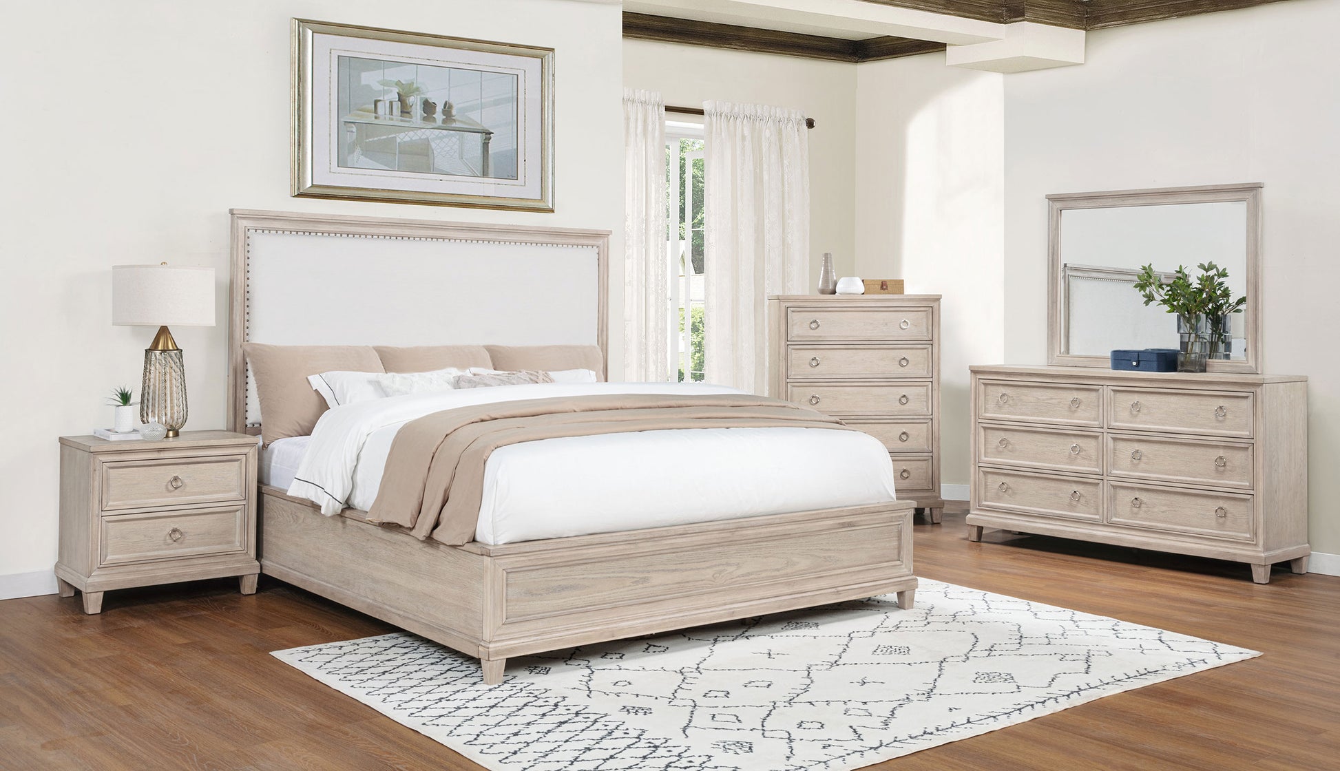 Pembroke 5-piece Eastern King Bedroom Set Washed Oak - Discount Furniture Connection