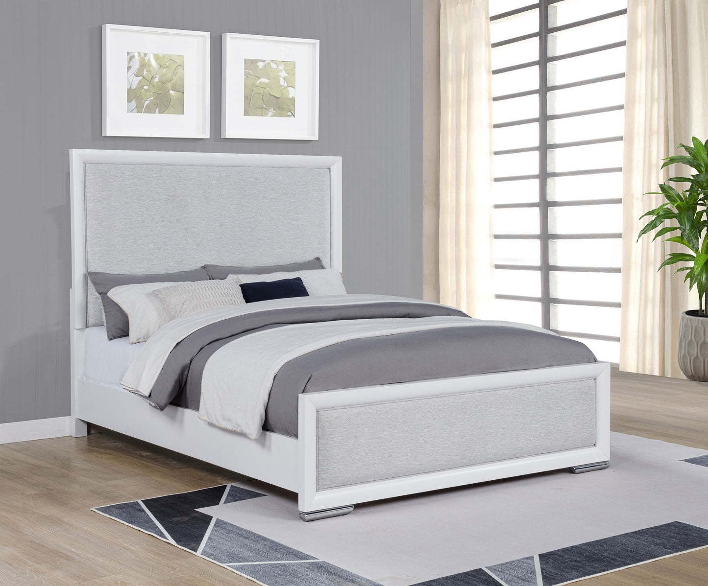 Gracemont 57-inch Queen Panel Bed Grey and White - Discount Furniture Connection