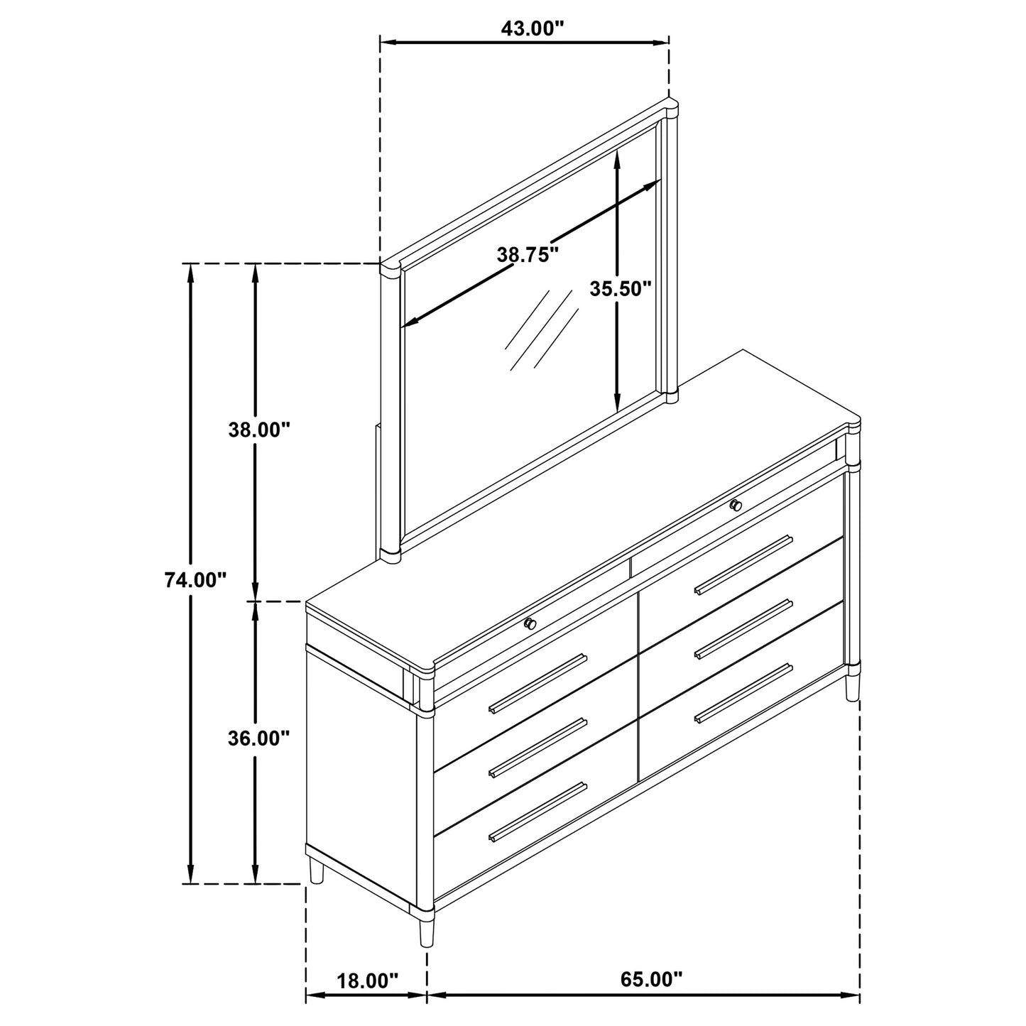 Gracemont 8-drawer Bedroom Dresser with Mirror White - Discount Furniture Connection