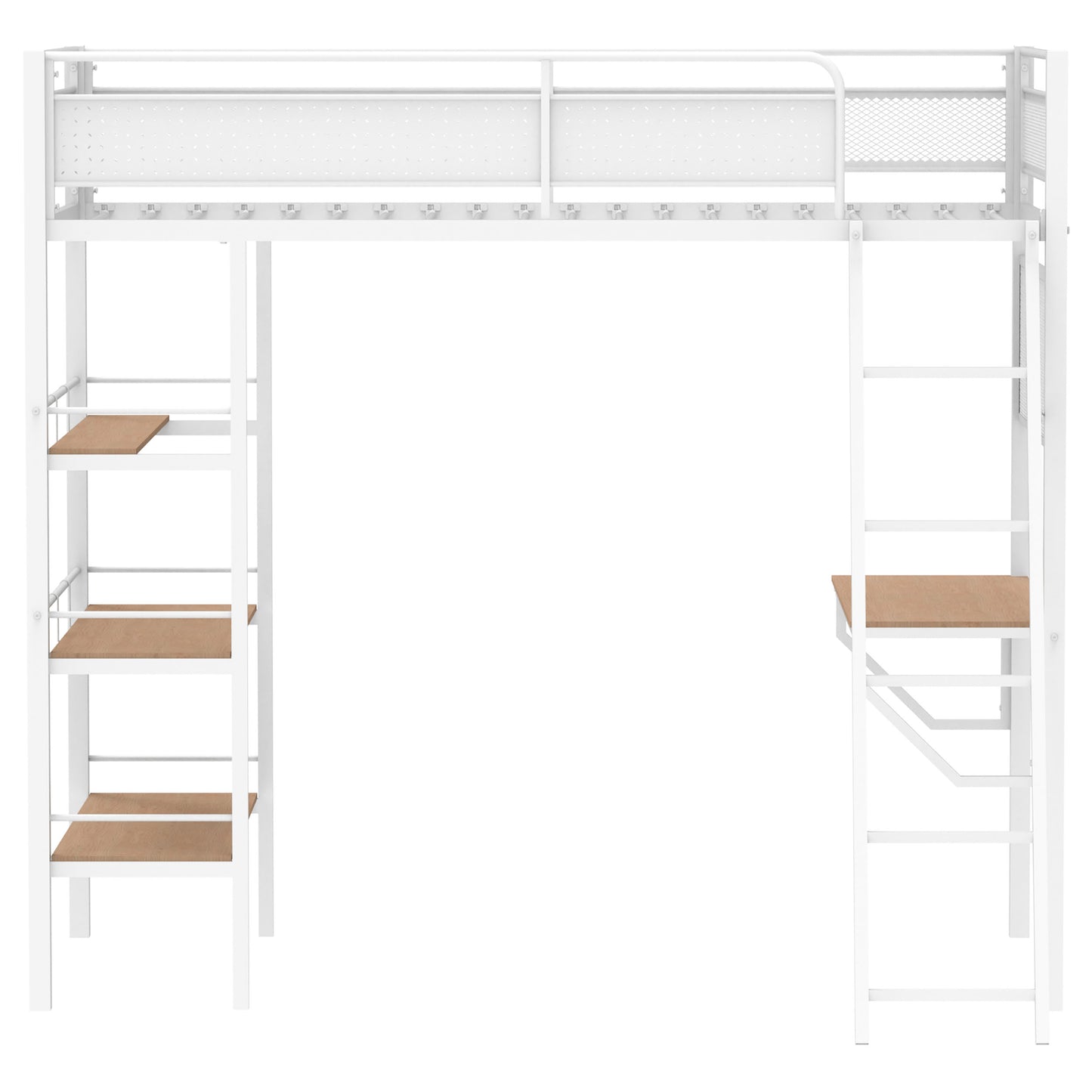 Campus 3-shelf Metal Twin Workstation Loft Bed Matte White - Discount Furniture Connection