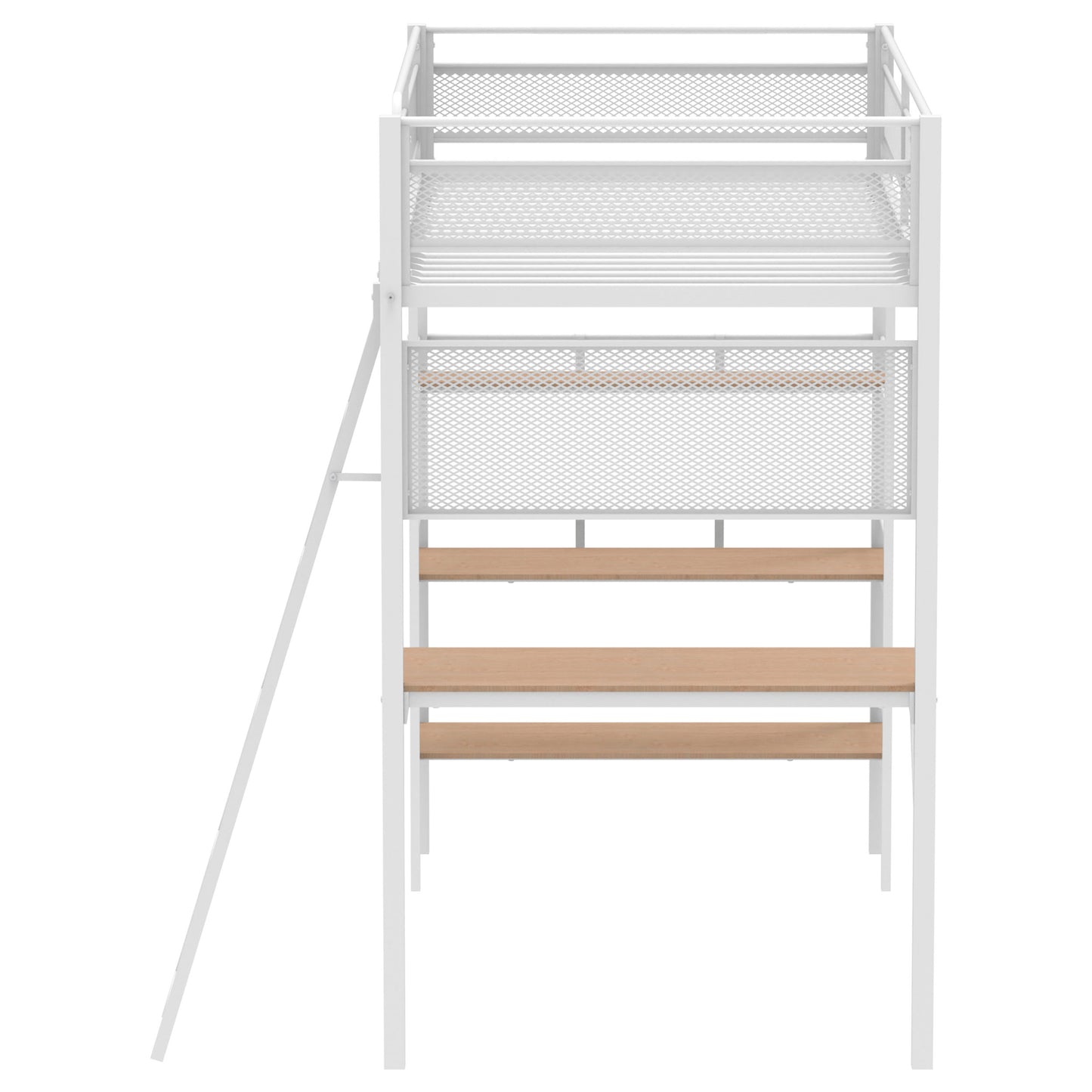Campus 3-shelf Metal Twin Workstation Loft Bed Matte White - Discount Furniture Connection