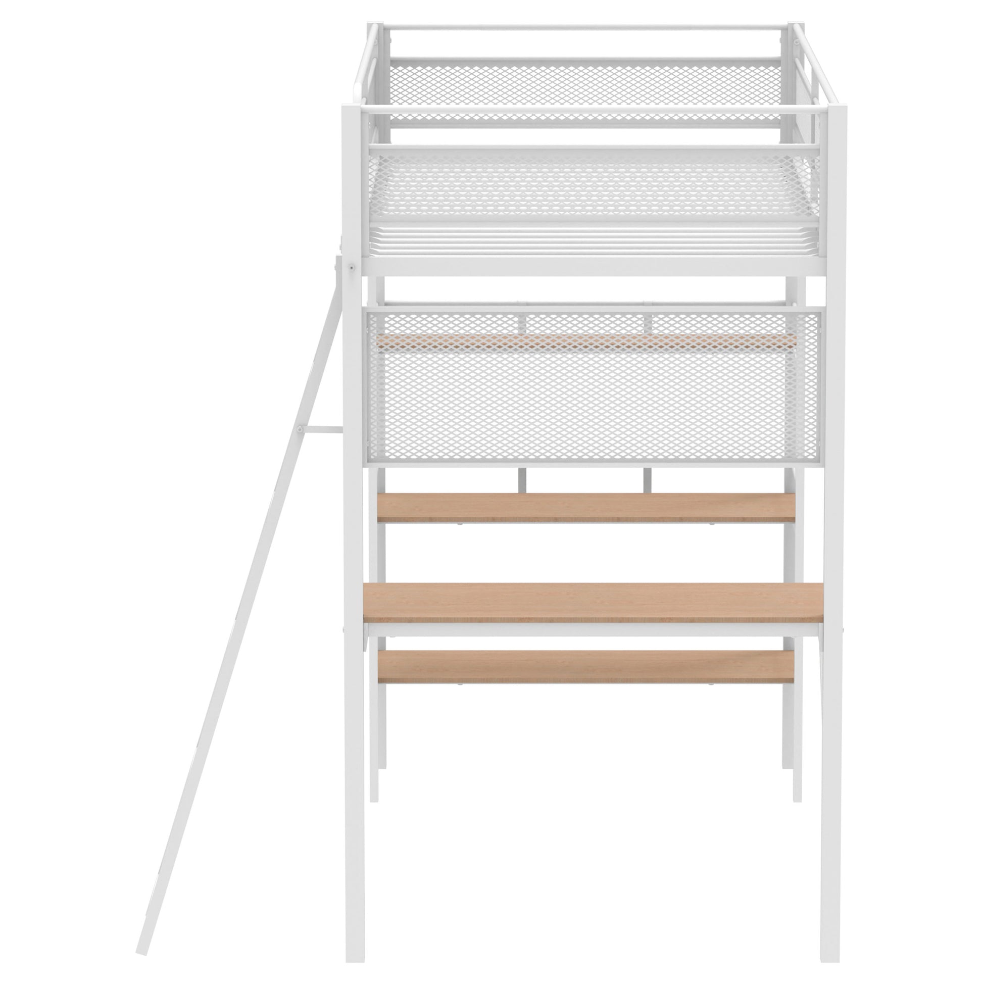Campus 3-shelf Metal Twin Workstation Loft Bed Matte White - Discount Furniture Connection