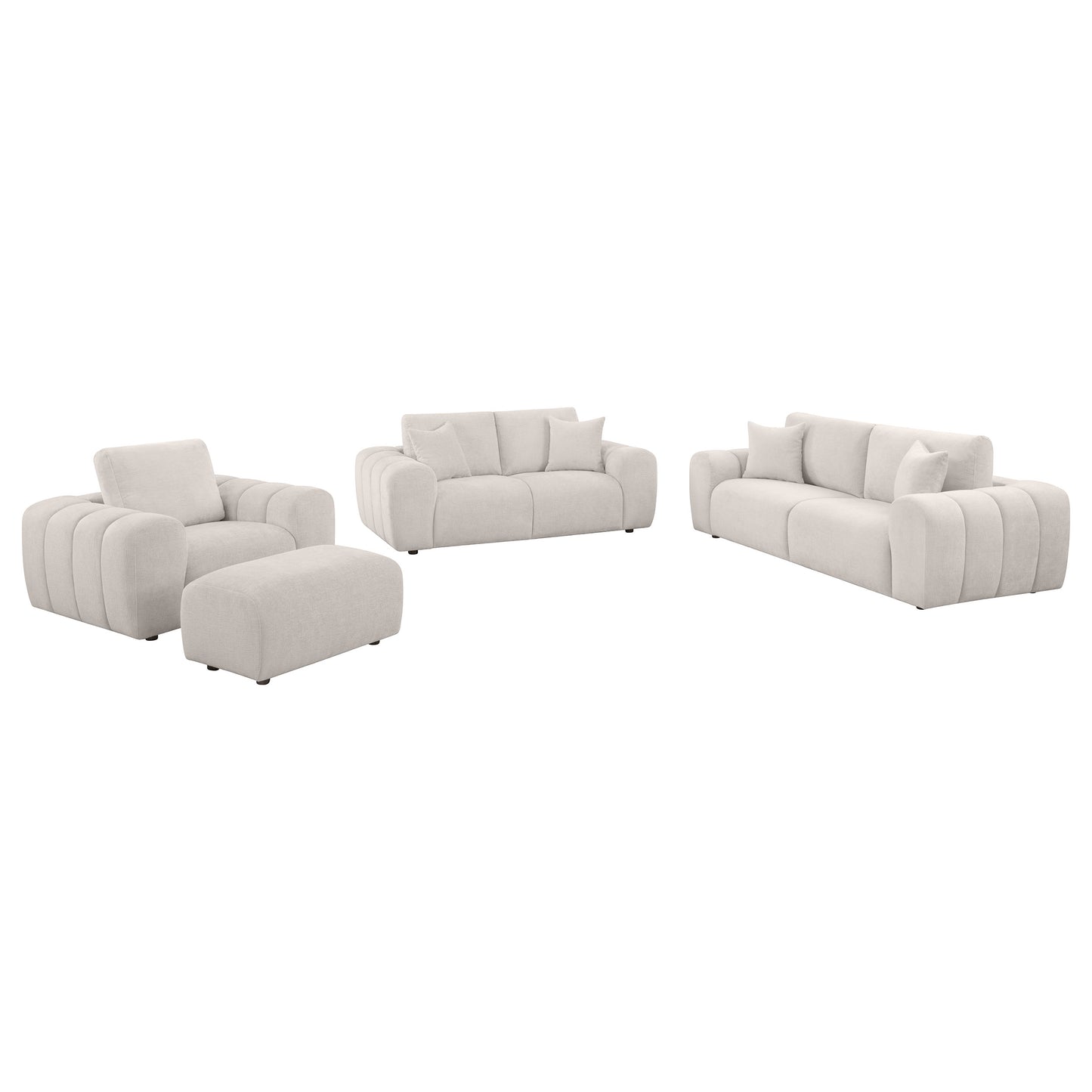Burnett 4-piece Chenille Upholstered Sofa Set Ivory - Discount Furniture Connection
