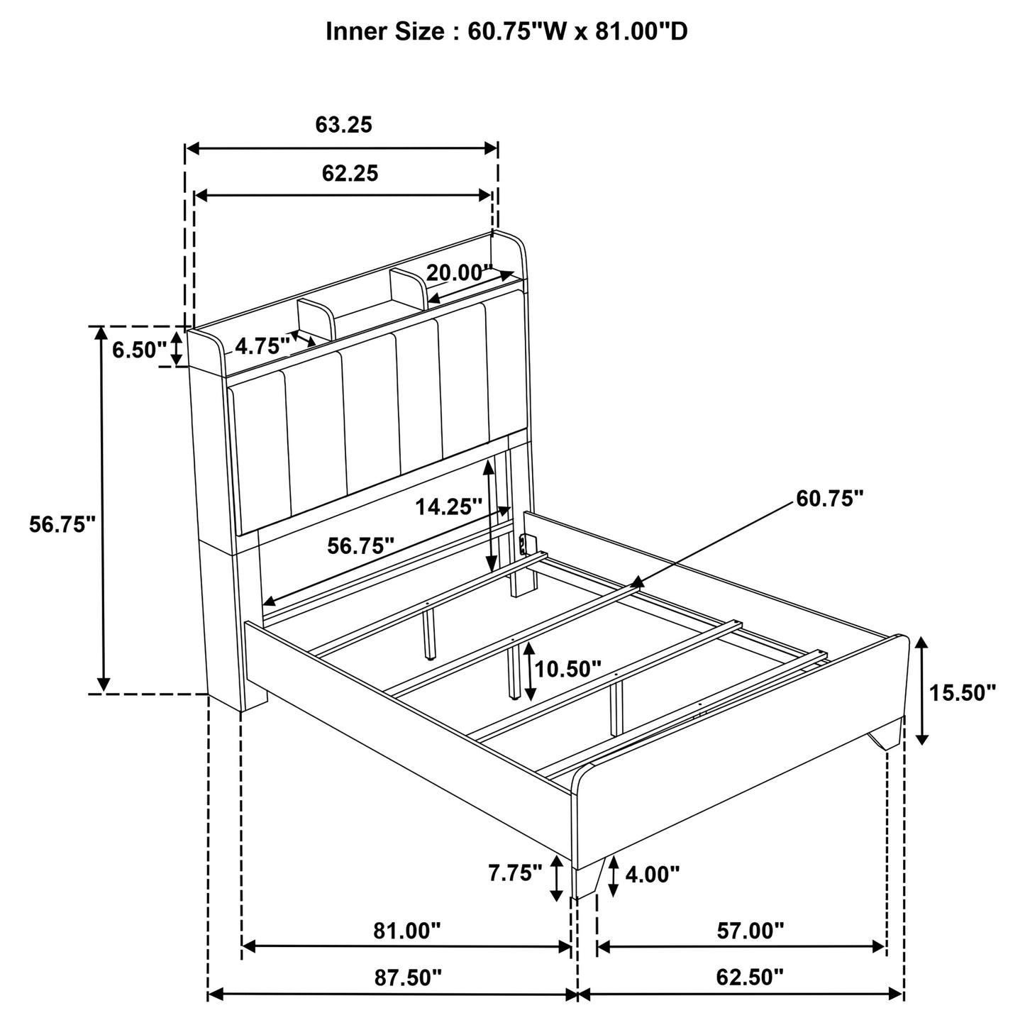 Henderson 57-inch Queen Bookcase Panel Bed Medium Oak