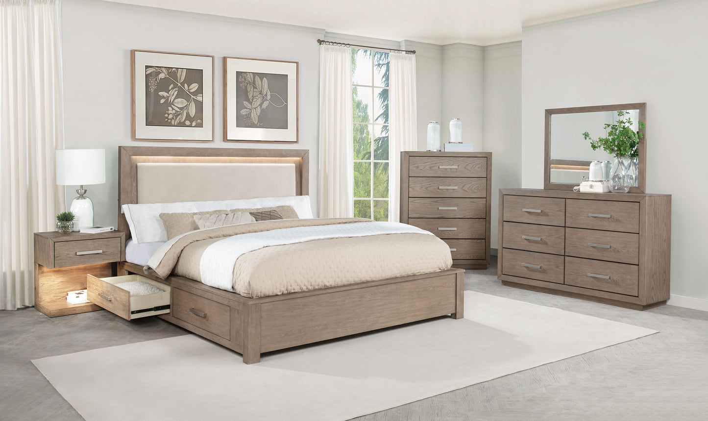Kenora 6-drawer Dresser and Mirror Barley Brown