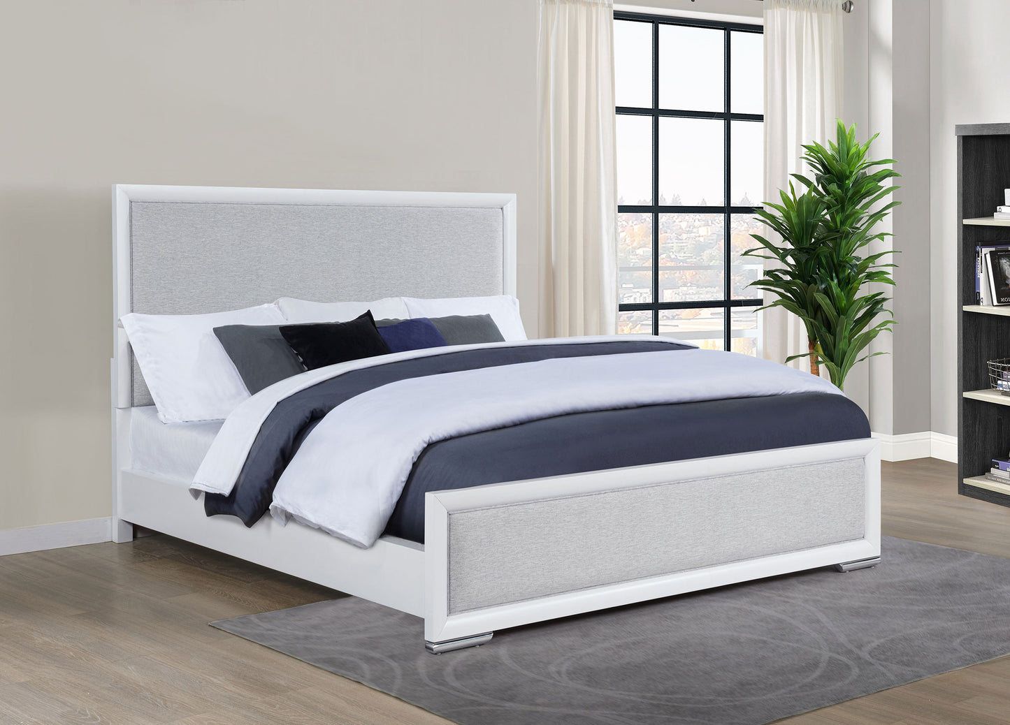 Gracemont 57-inch Eastern King Panel Bed Grey and White - Discount Furniture Connection