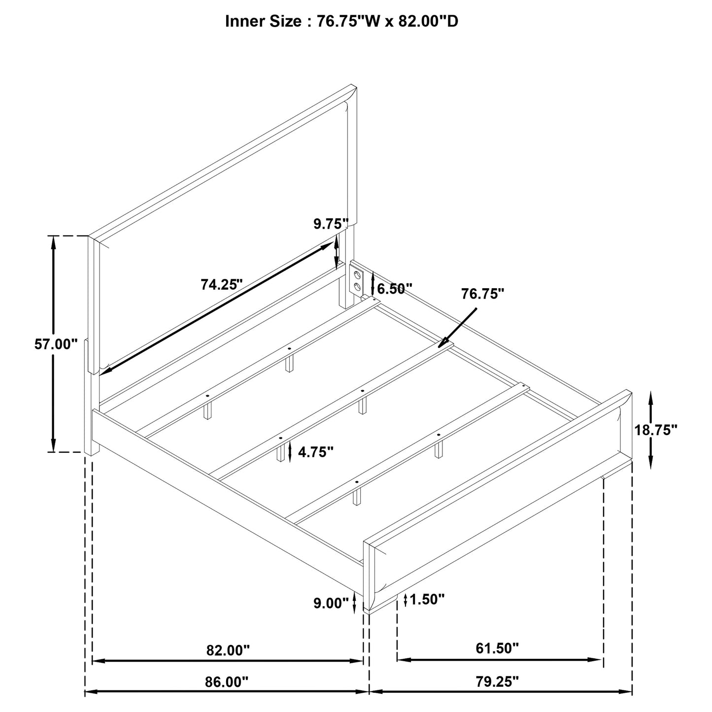 Gracemont 57-inch Eastern King Panel Bed Grey and White - Discount Furniture Connection