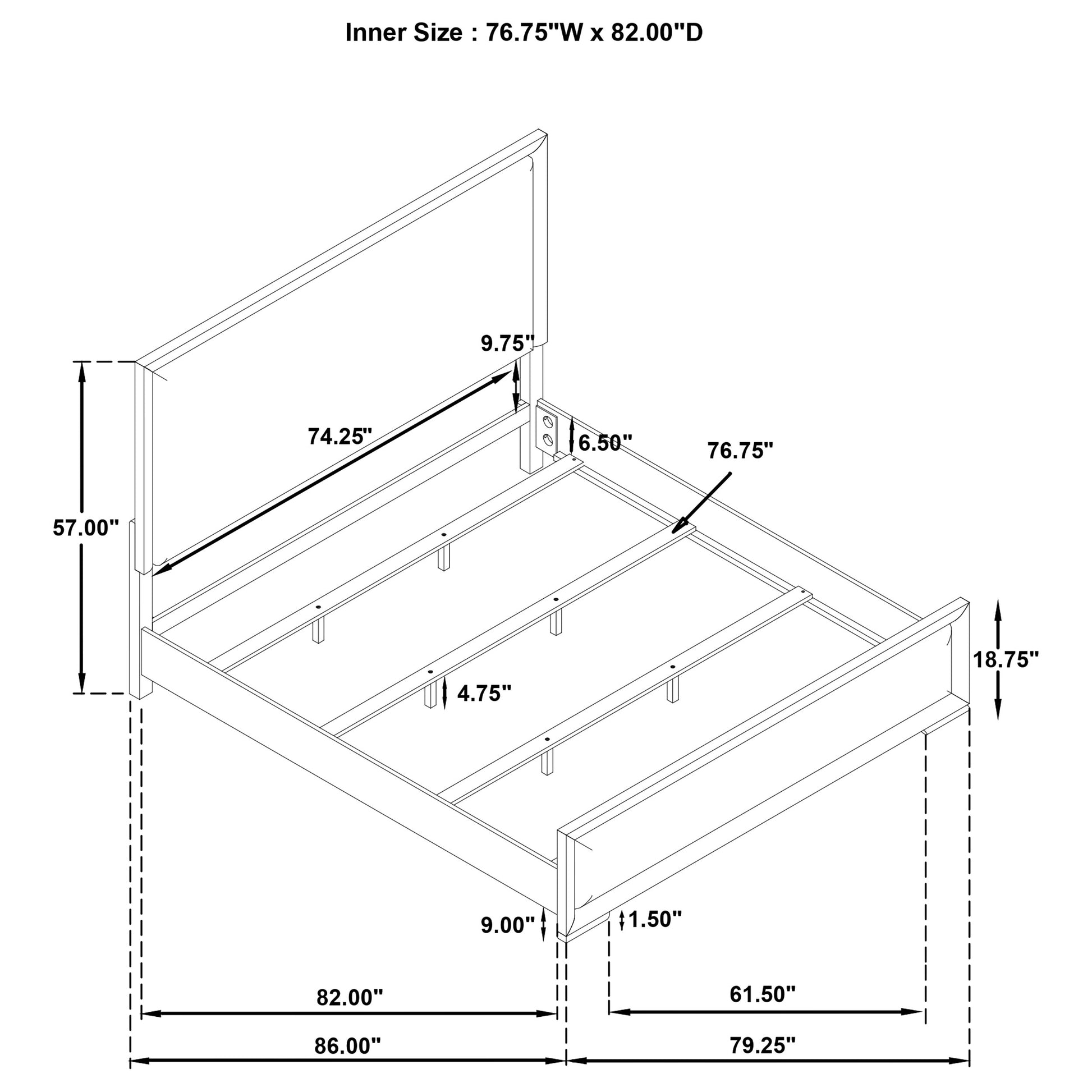 Gracemont 57-inch Eastern King Panel Bed Grey and White - Discount Furniture Connection