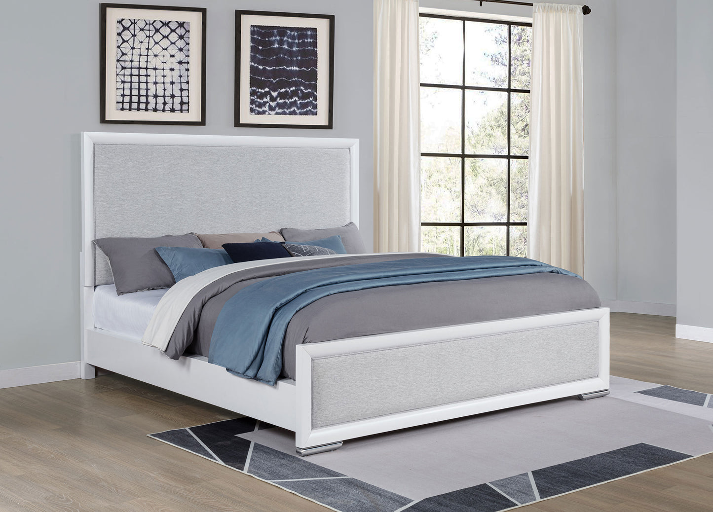 Gracemont 57-inch California King Panel Bed Grey and White - Discount Furniture Connection