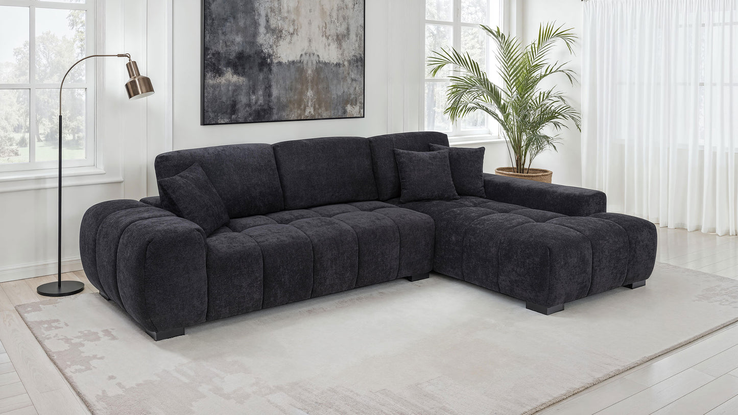 Octavia Upholstered Sectional Chaise Sofa Black - Discount Furniture Connection