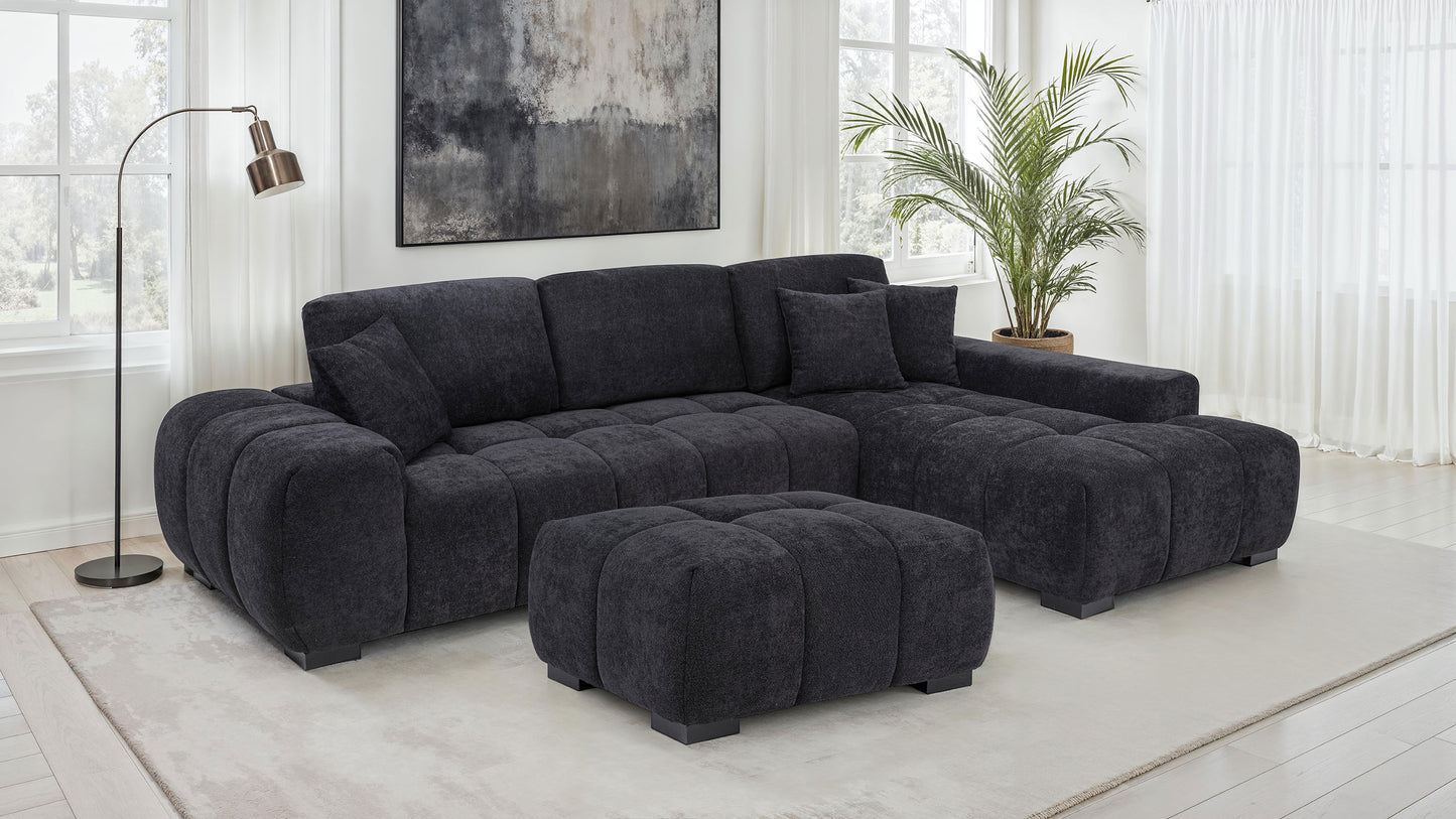 Octavia Upholstered Sectional Chaise Sofa Black - Discount Furniture Connection